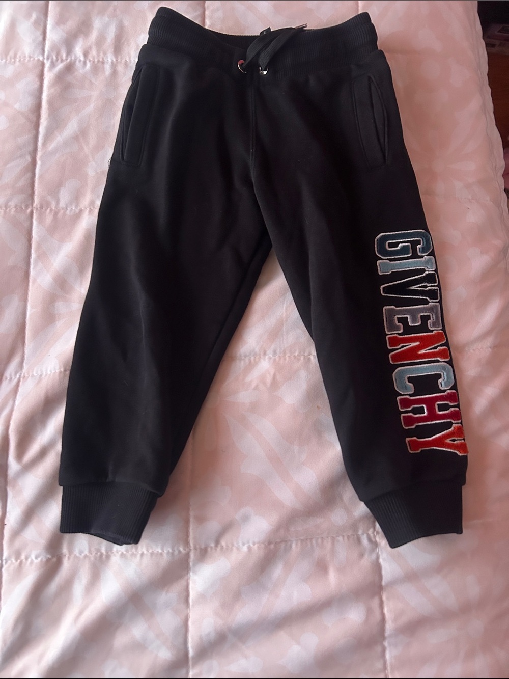 Givenchy Black Kids Sweatpants with Multicolor Side Logo
